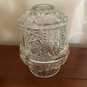 Indiana Glass Clear Stars and Bars Fairy Lamp